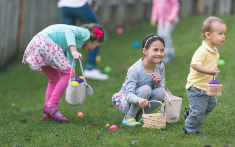 Children collecting easter eggs