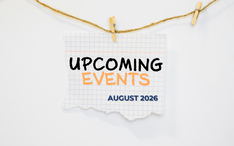 Hanging sign displaying upcoming events on the Gold Coast August